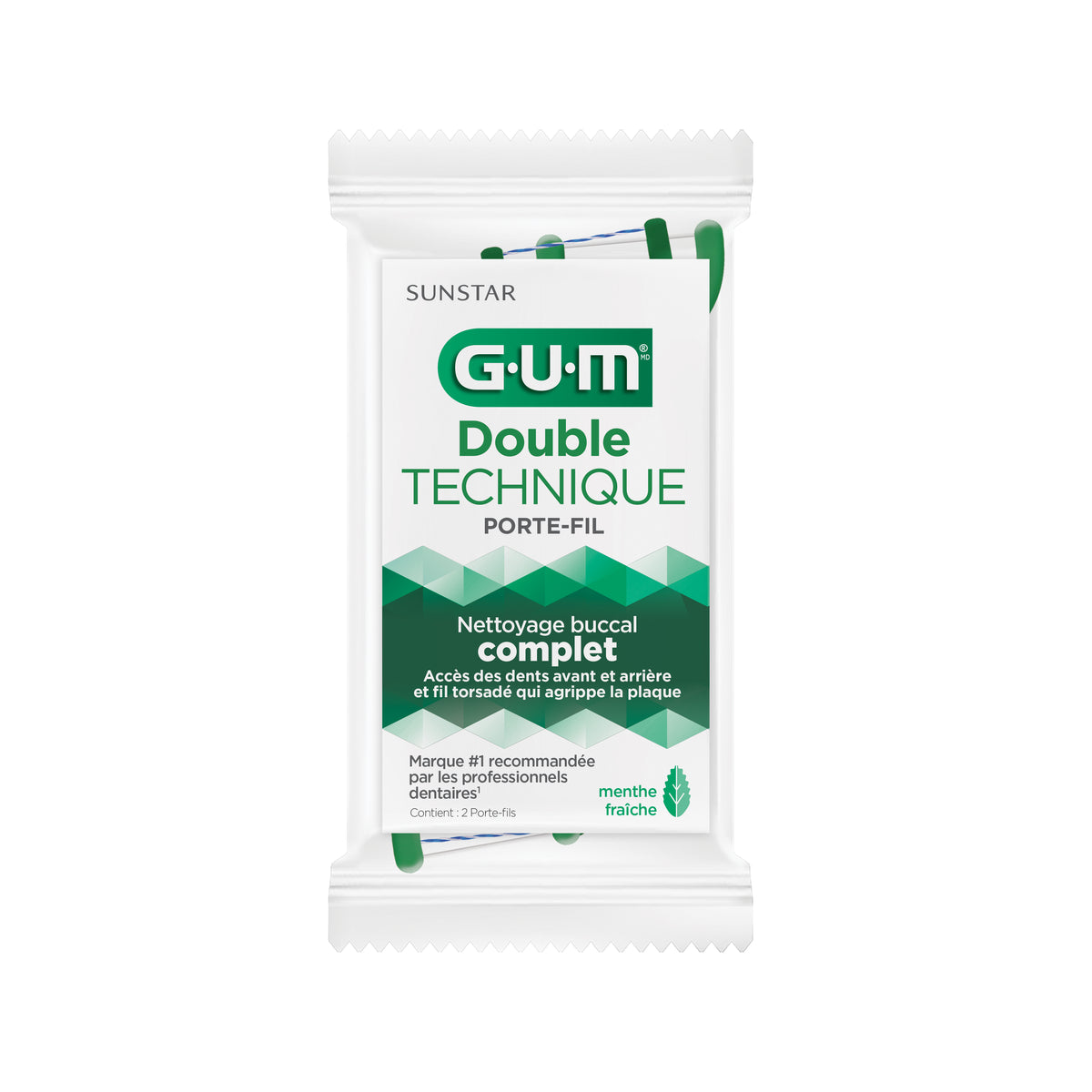 821 : Porte-fils dentaires Dual TECHNIQUE® MENTHE (48 échantillons aux patients)