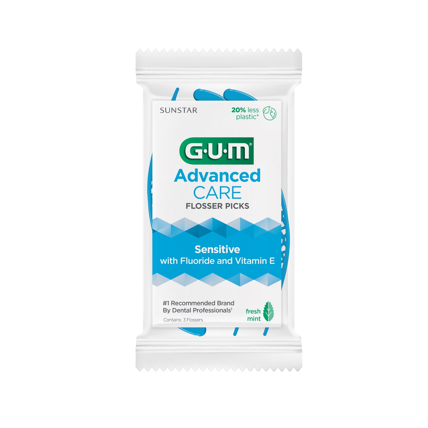 888 : Porte-fil dentaire Advanced CARE à la menthe avec vitamine E et fluor (48 paquets de 3)